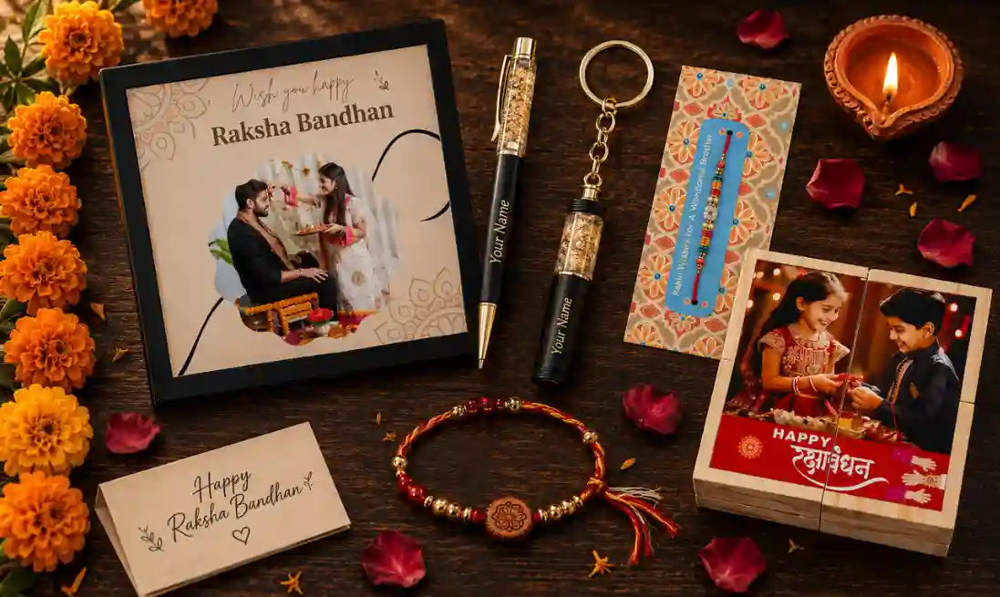 Rakhi gift ideas 2026 — best personalised unique gifts for sister and brother on Raksha Bandhan — ZingyGifts India free shipping COD