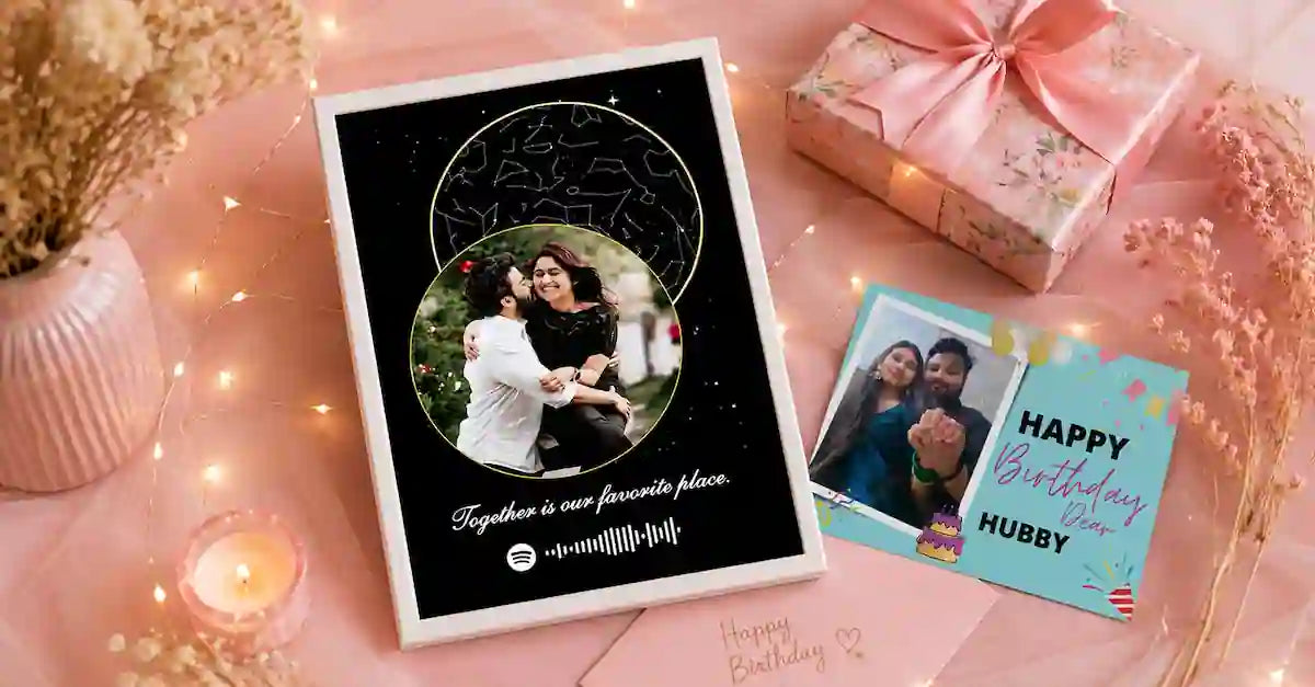 Personalized birthday gift for girlfriend — constellation star-map frame and romantic gift box India 2026 — ZingyGifts