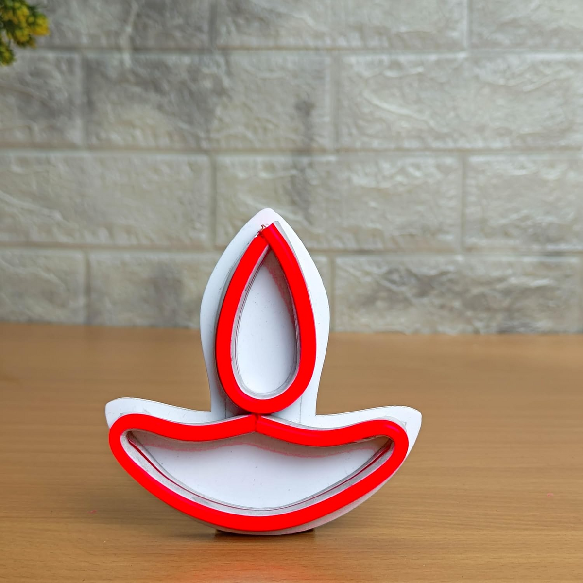 Festive Diwali Neon Light Special Red and White Diya Design