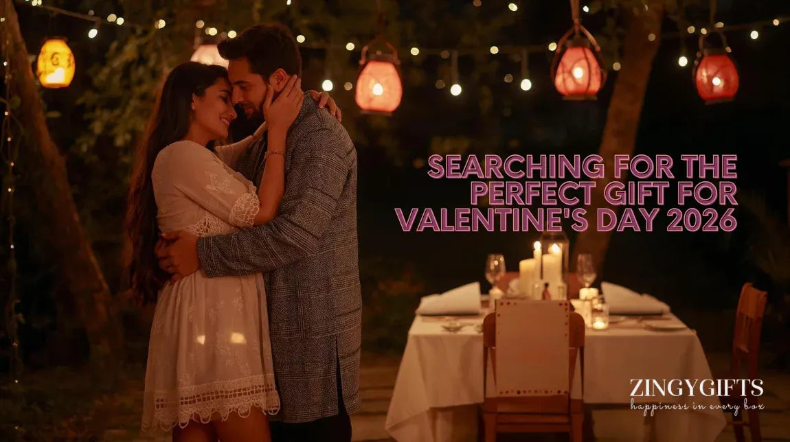 couples with a beautiful valentines day night, having some personalized and customized gifts of zingy gifts