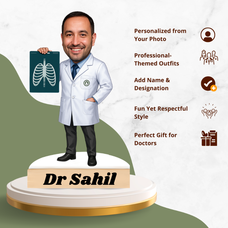 Personalized doctor figurine with customizable features on a white background