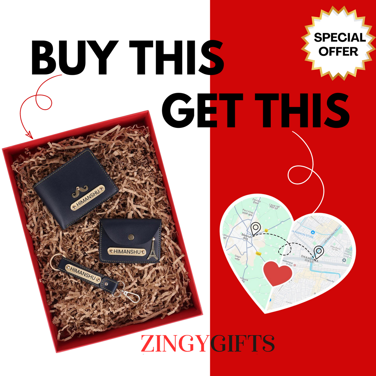 Charming Combo Wallet Hamper Plus Heart-Shaped Magnet