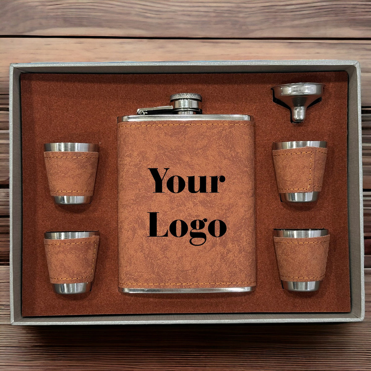 Custom Logo Hip Flask Set