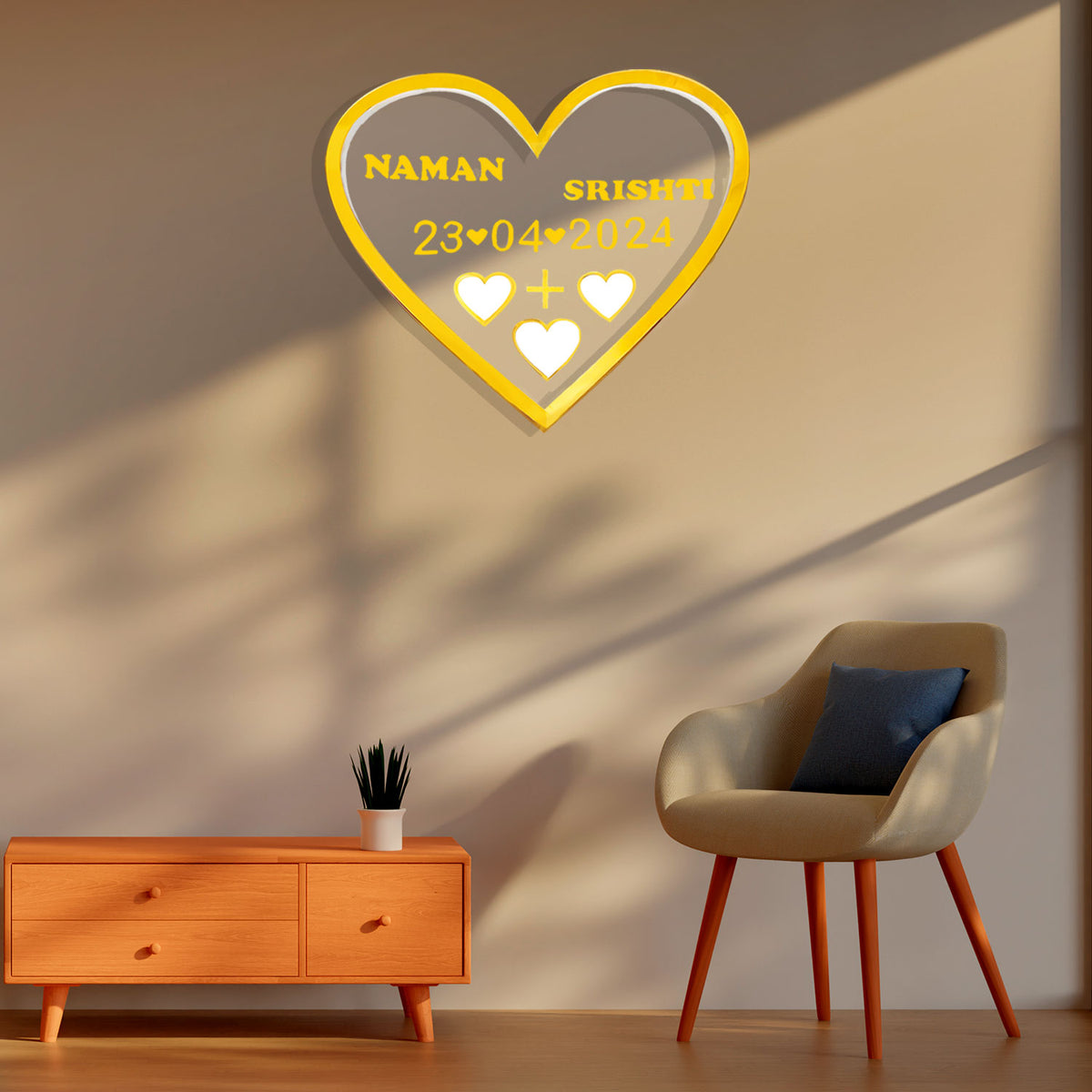Personalized Heart-Shaped Wedding Name Plate with Your Touch