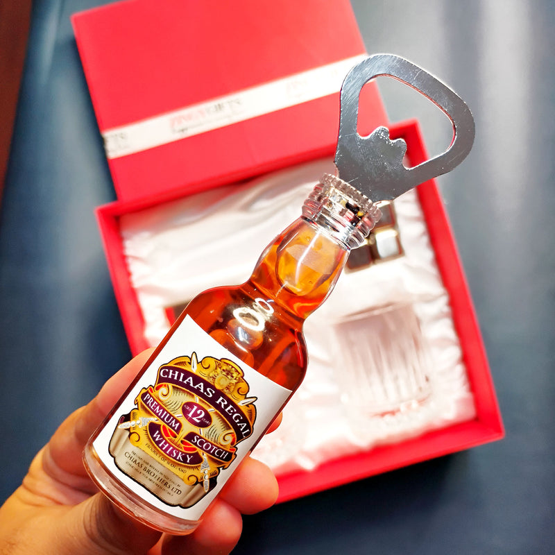 The Perfect Pair Deluxe Barware Set with Glasses, Bottle Opener, Tong & Ice Cubes