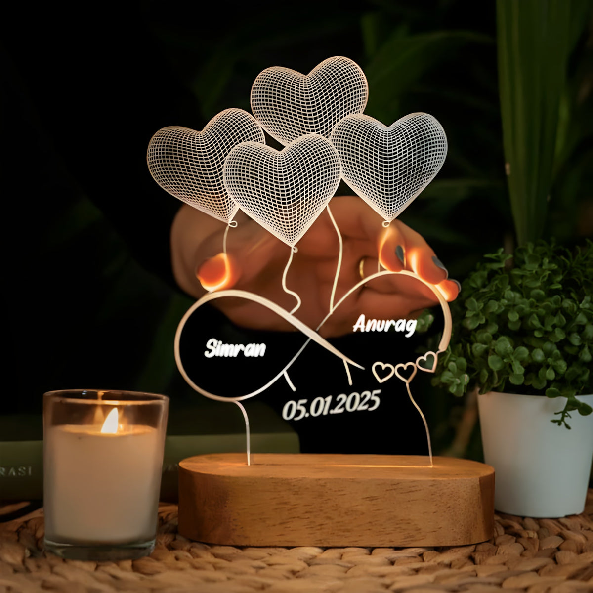 Glow with Love Heart Personalized Name Lamp