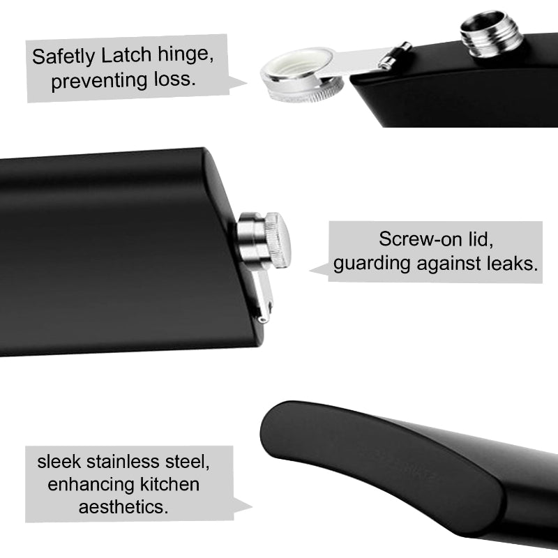 Black flask with features highlighted on a white background