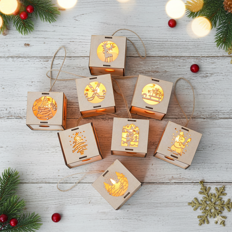 Christmas Bauble Hanging Ornaments with LED Light Set of 2