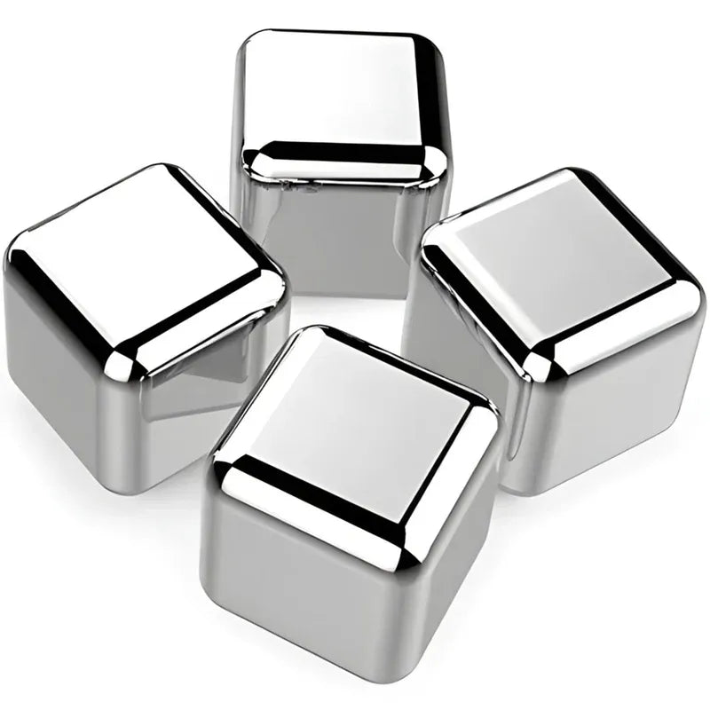 Four metallic cube-on a white background