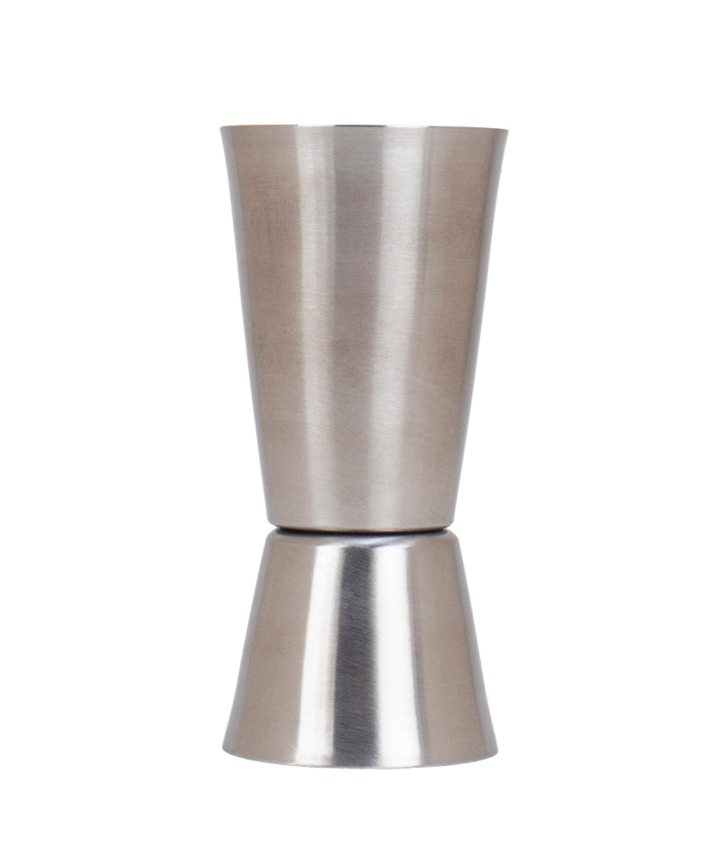 Metallic double jigger on a white background