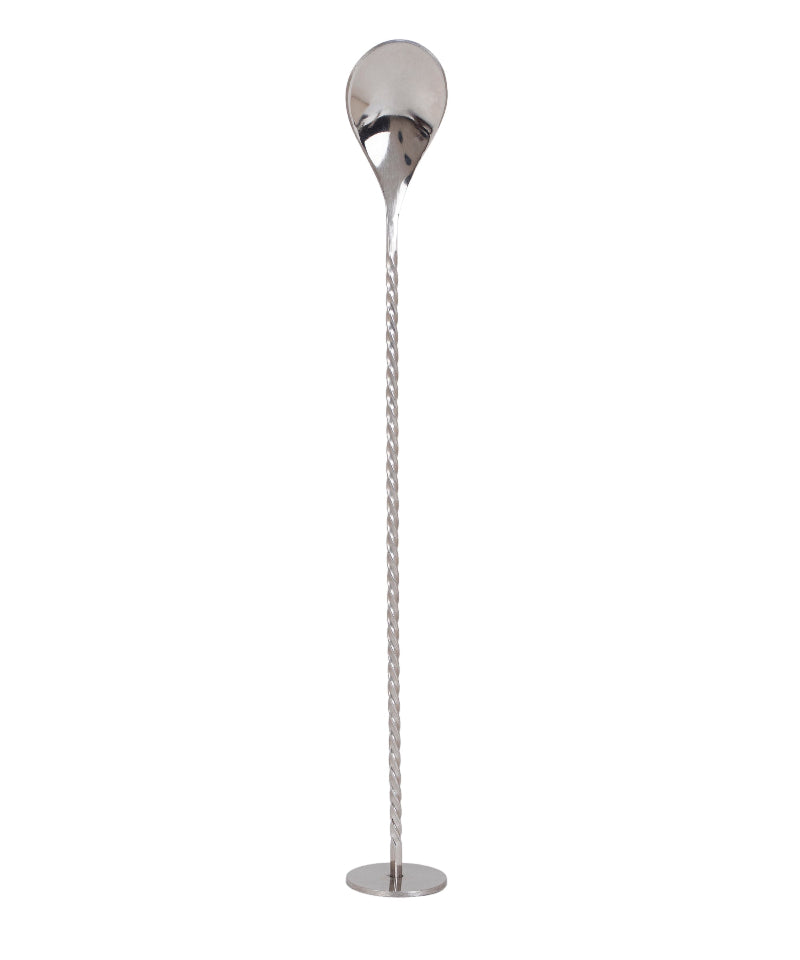 Chrome floor lamp with a chain on a white background