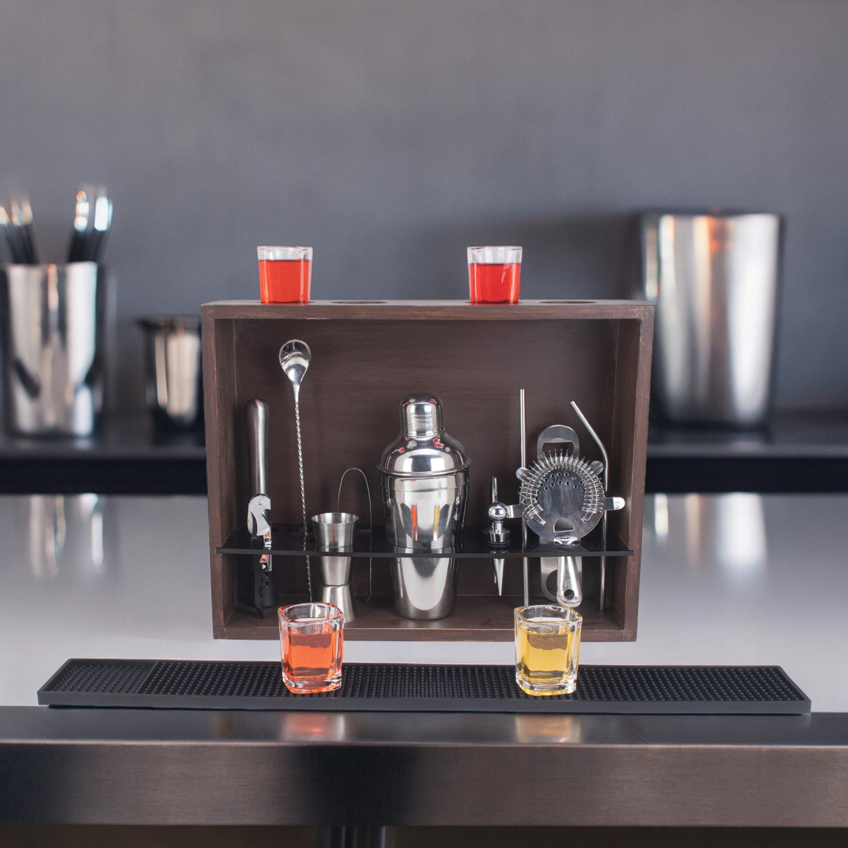 17-Piece Home Bar Kit with Wall Stand