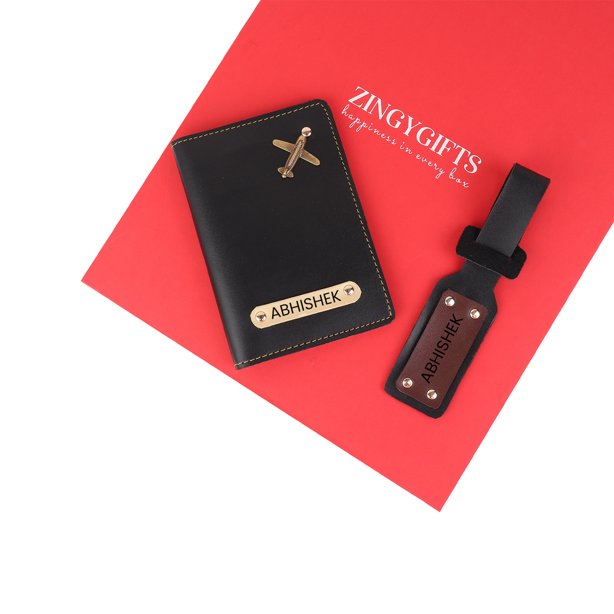 Premium Customized Leather Combo Set Of Passport Holder And Bag Tag