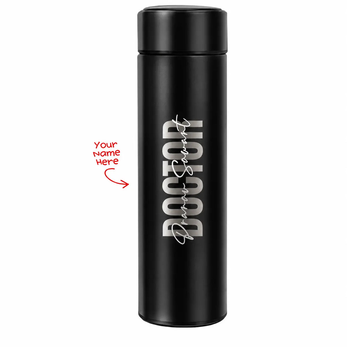 Personalised Water Bottle — Custom Name LED Temperature Display Bottle | Doctor Day Gift