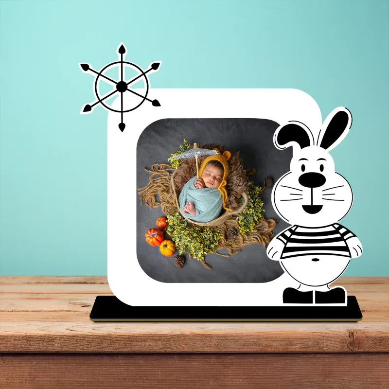 Baby shower photo frame wooden MDF bunny character Zingy Gifts