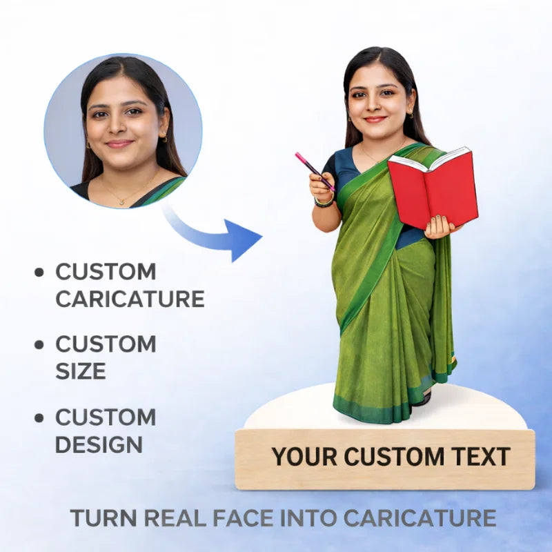 custom caricature of a teacher and its qualities.