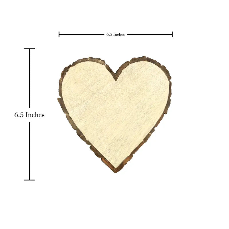 Heart-shaped object with dimensions on a white background