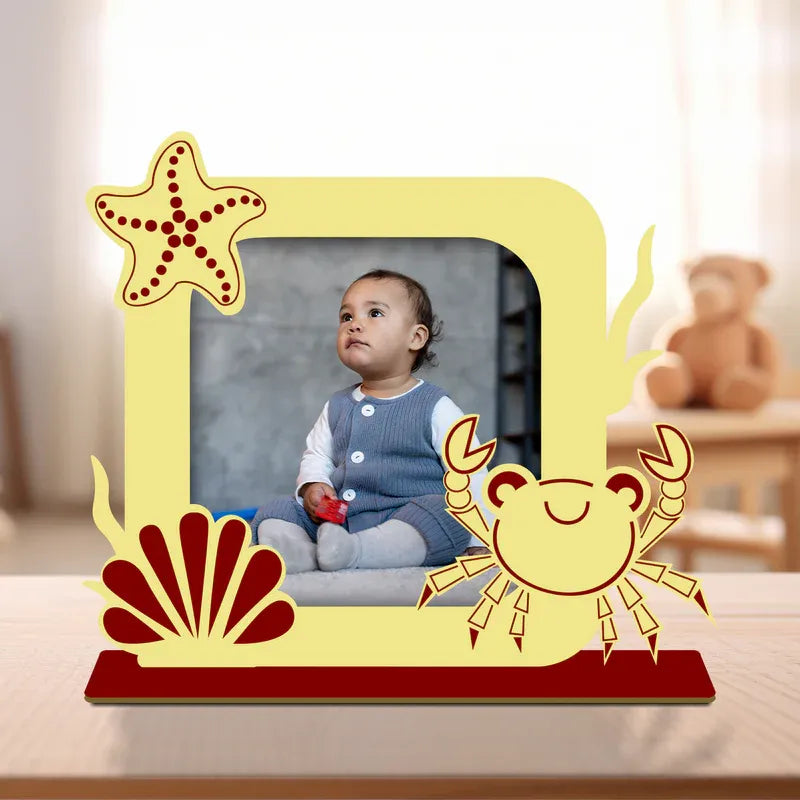 Colourful crab starfish baby birthday photo frame MDF zingy gifts