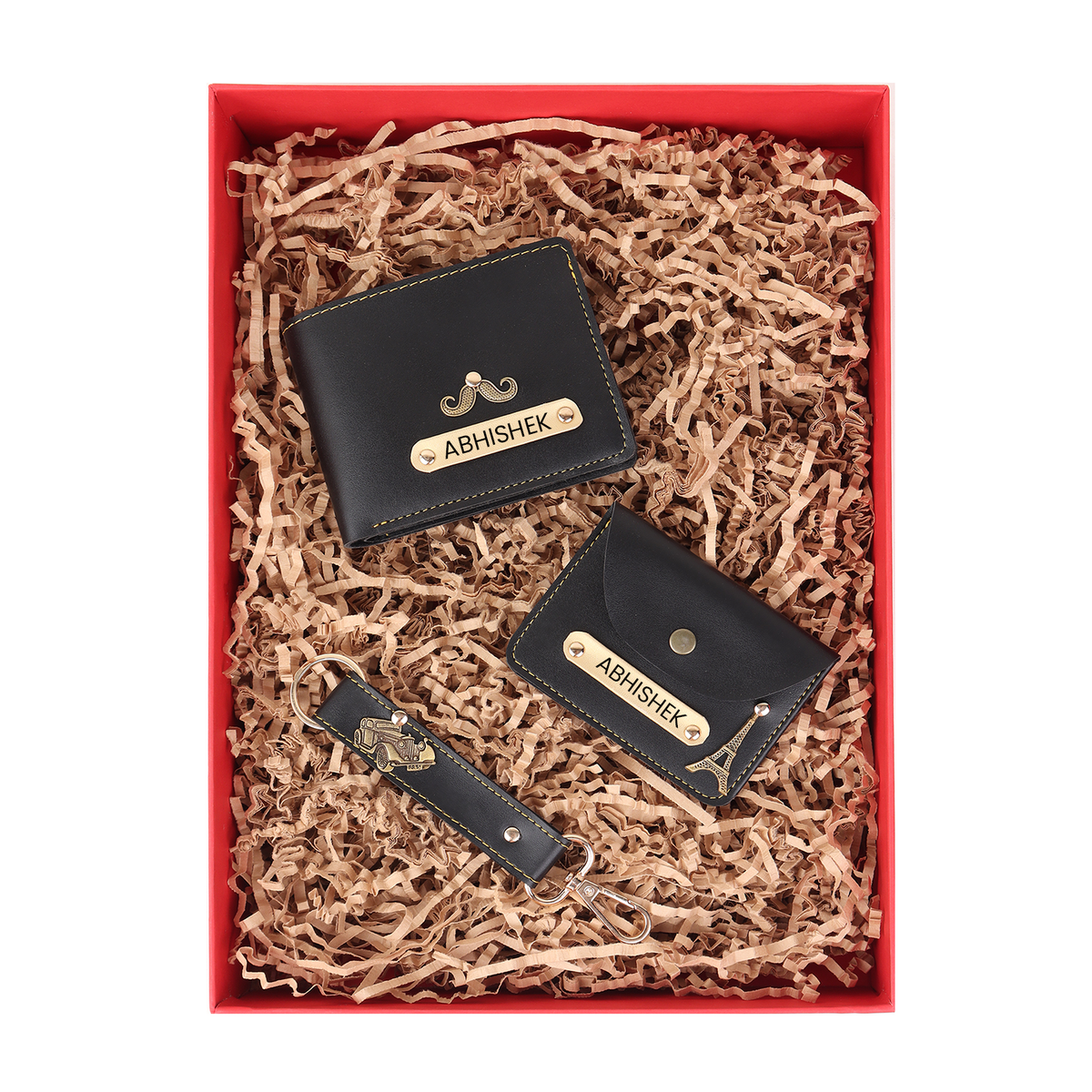 Premium Daily Use Custom Wallet, Card Holder, and Keychain Combo Set