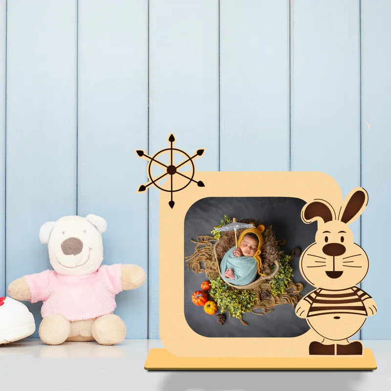 laser engraved bunny baby picture frame natural wood Zingy Gifts