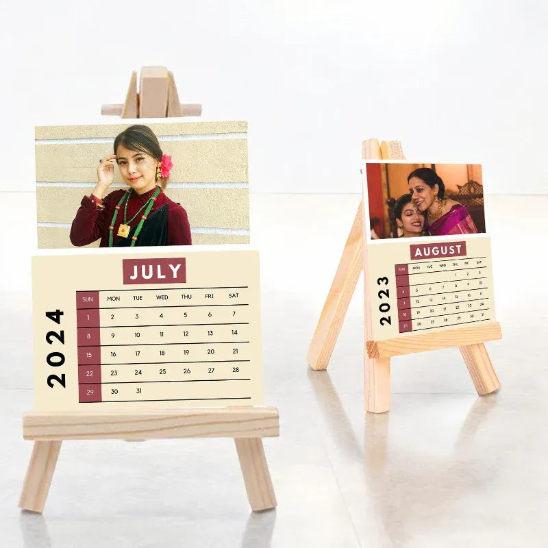 Two wooden easel calendars for 2026 with photos perfect gift
