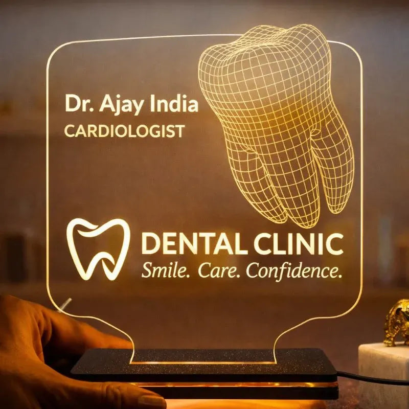 Gift for Dentist — Personalised 3D Tooth Illusion LED Lamp With Dentist Name