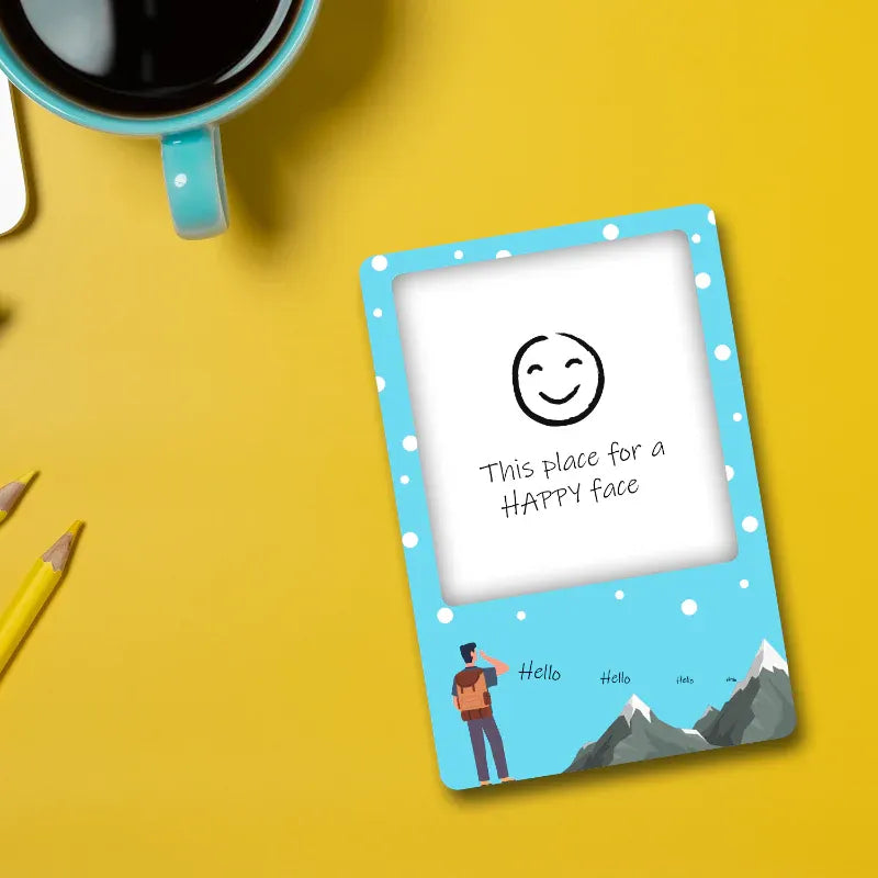 Small frame with a smiley face design on a yellow background