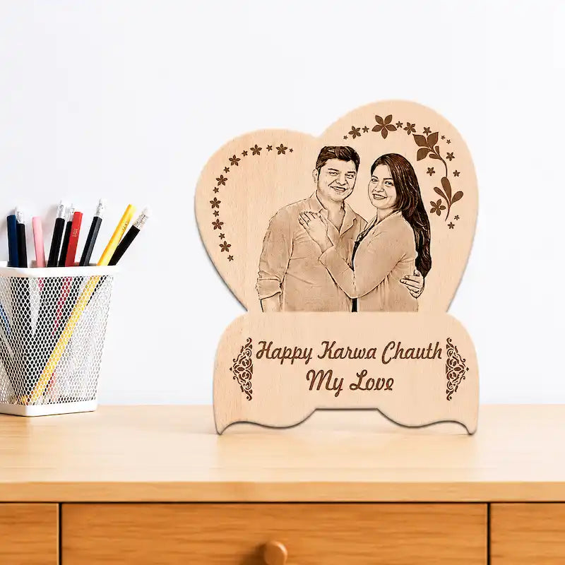 customised couple engraved wooden photo frame
