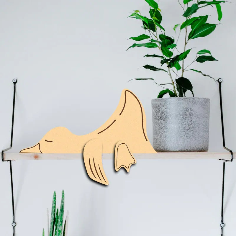 wooden sleeping duck décor lazy resting posture handcrafted shelf showpiece — Zingy Gifts