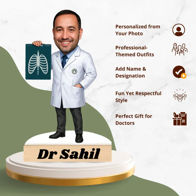 Personalized doctor figurine with customizable features on a white background