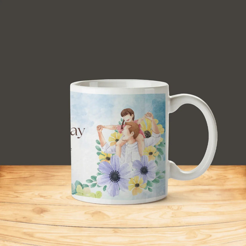Father-daughter floral illustration, glossy premium print