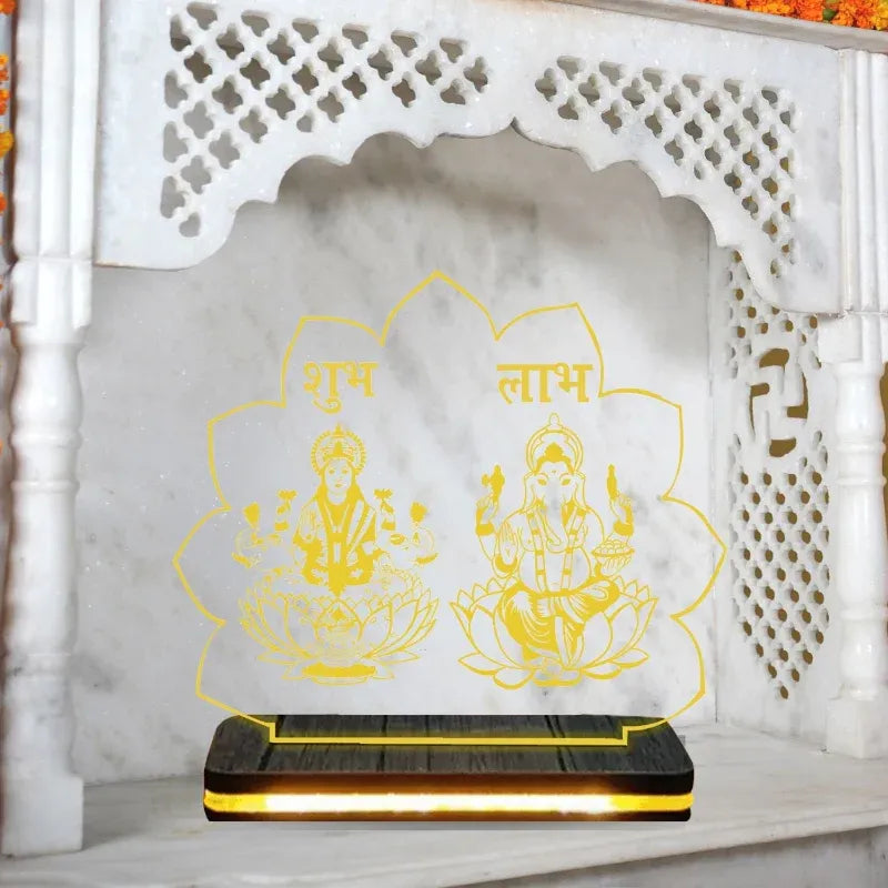 a decorative led lamp of laxmi ganesh