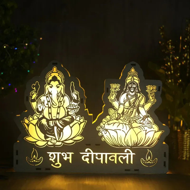 Shubh Deepawali Lakshmi Ganesh LED Lamp