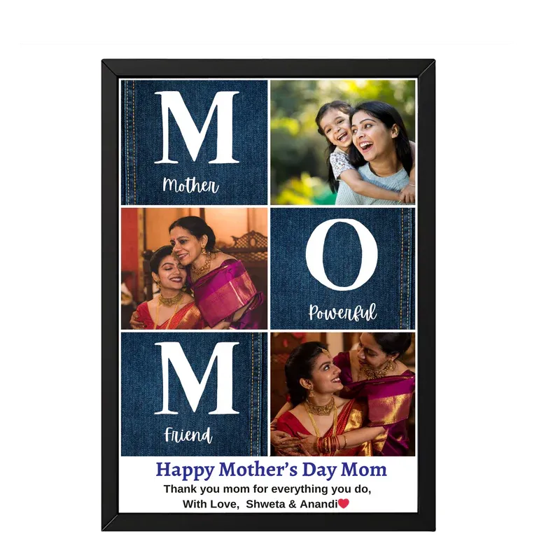 Personalized Mother's Day photo collage with text and images of a mother and child.