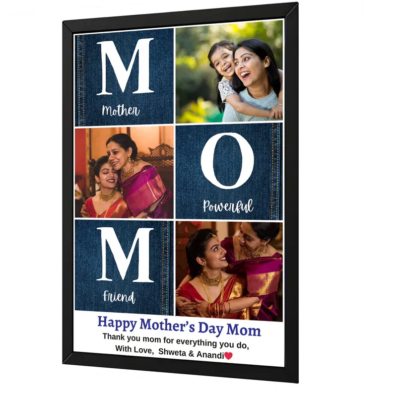 Personalized Mother's Day photo collage with text and images of a mother and child.