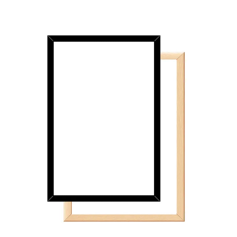 Two picture frames, one black and one beige, on a white background