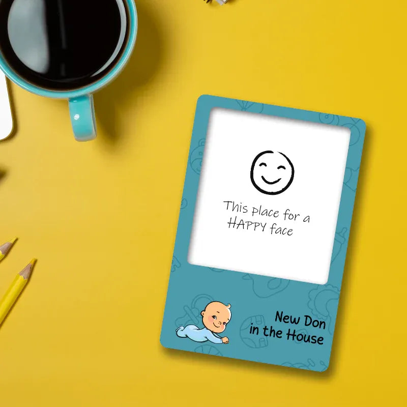 Small gift for kids with a smiley face and text on a yellow background with a mug and pencils.