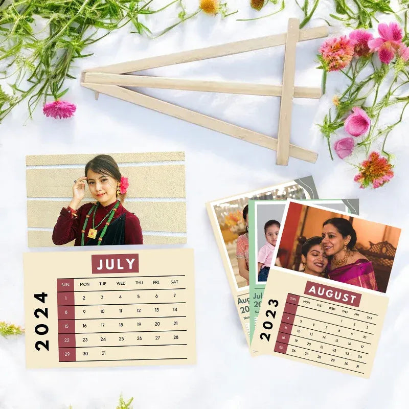 Calendar of 2026 with photos and dates on a light background with flowers