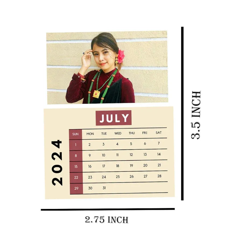 Calendar for 2026 with a person and dimensions indicated