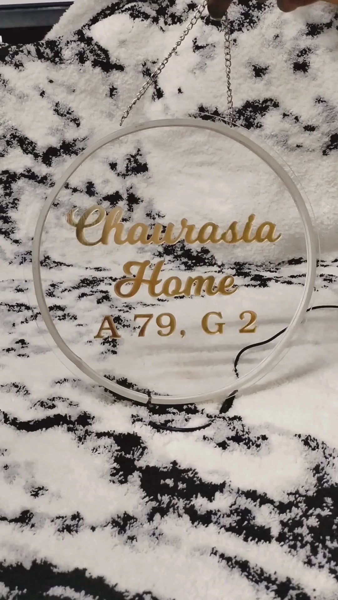 name plates for home with custom family name and address. A modern housewarming gift with soft LED glow.