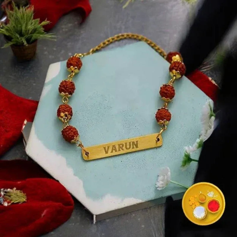 Rakhi gift for brother handcrafted authentic Rudraksha spiritual rakhi India 