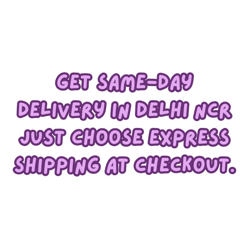 Promotional text for same-day delivery in Delhi NCR with express shipping option on a white background.