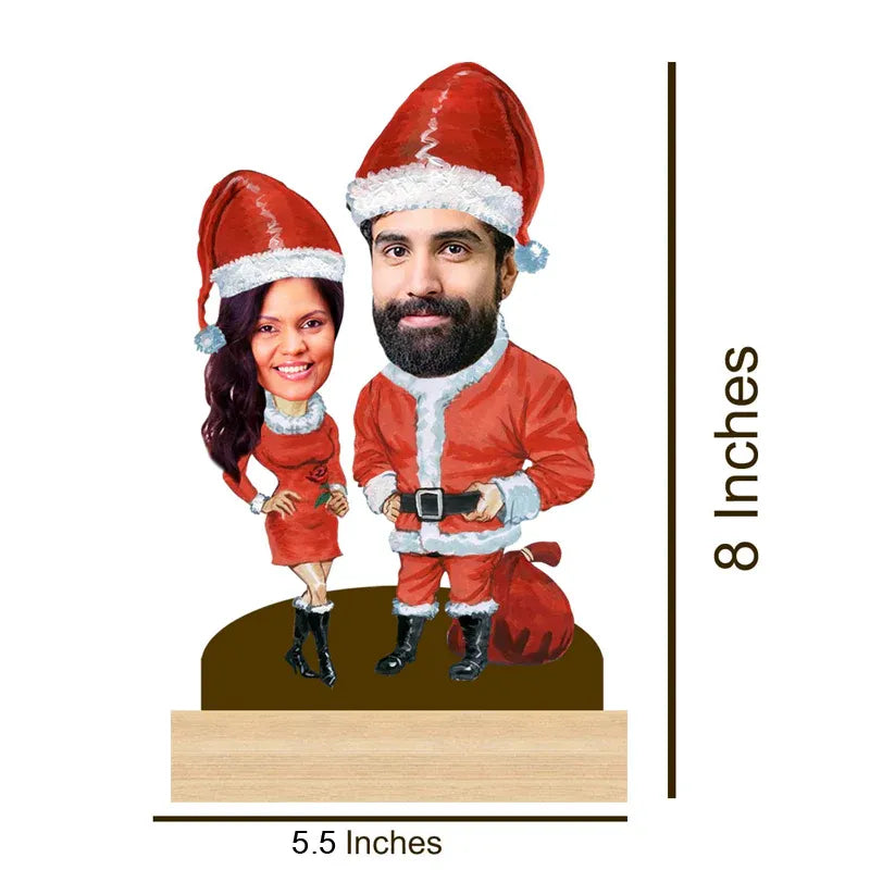 size of caricature of Santa Claus costumes with measurements on a white background