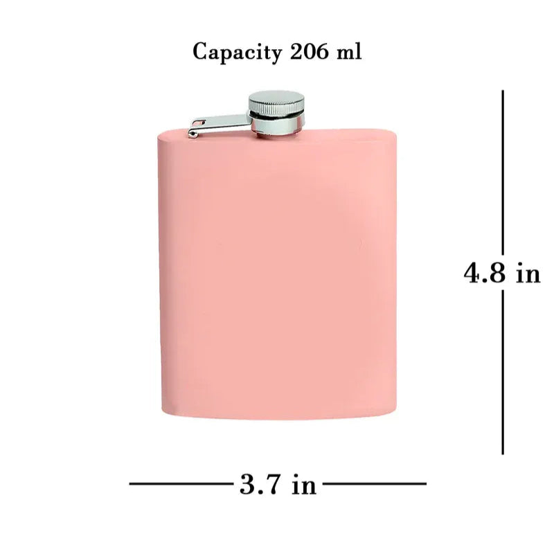 Pink flask with measurements on a white background